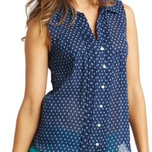 Carve Designs Collared Button Down Tank Top Blue